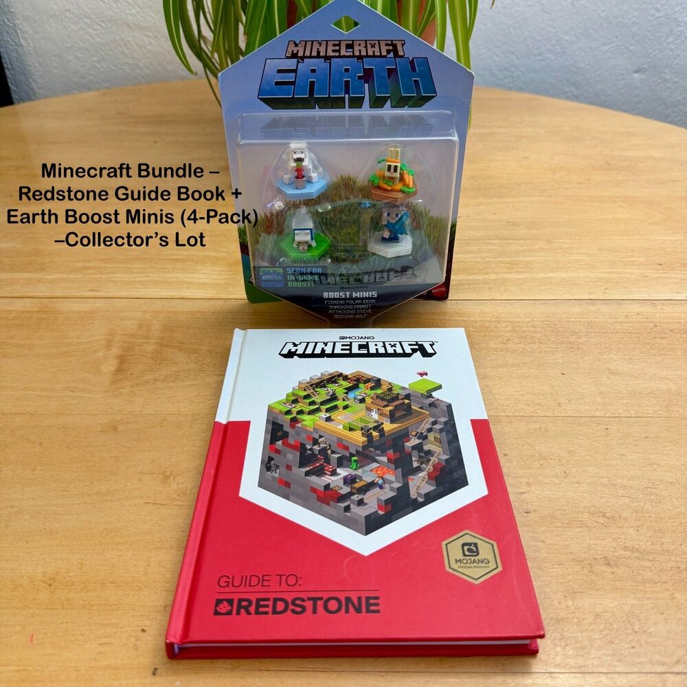 Minecraft Bundle – Redstone Guide Book + Earth Boost Minis (4-Pack) – Collector